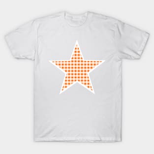 Orange and White Gingham Star T-Shirt